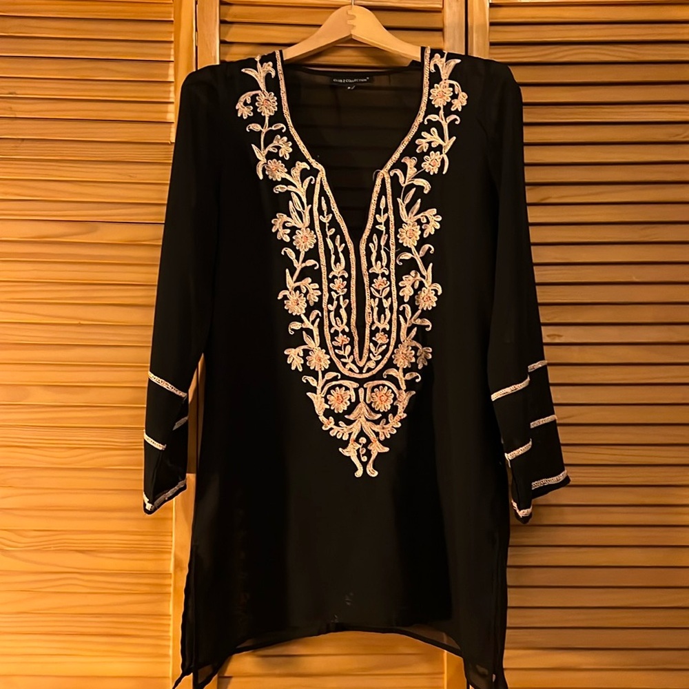 embroidered black swimsuit cover